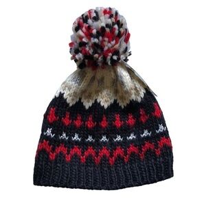Jenni Chunky Fair Isle Knit Pom Pom Beanie One Size